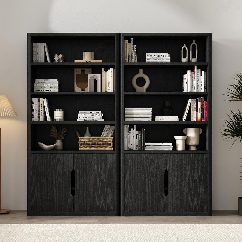 Manhattan Comfort - Rivington 40in Bookcase Cabinet in Black (4-Shelf) - Set of 2 - 2-BC006-BK veiw 8