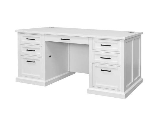 Martin Furniture - Abby - Modern Wood Double Pedestal Executive Desk, Writing Table, Office Desk, Fully Assembled, White - IMAY680 veiw 2