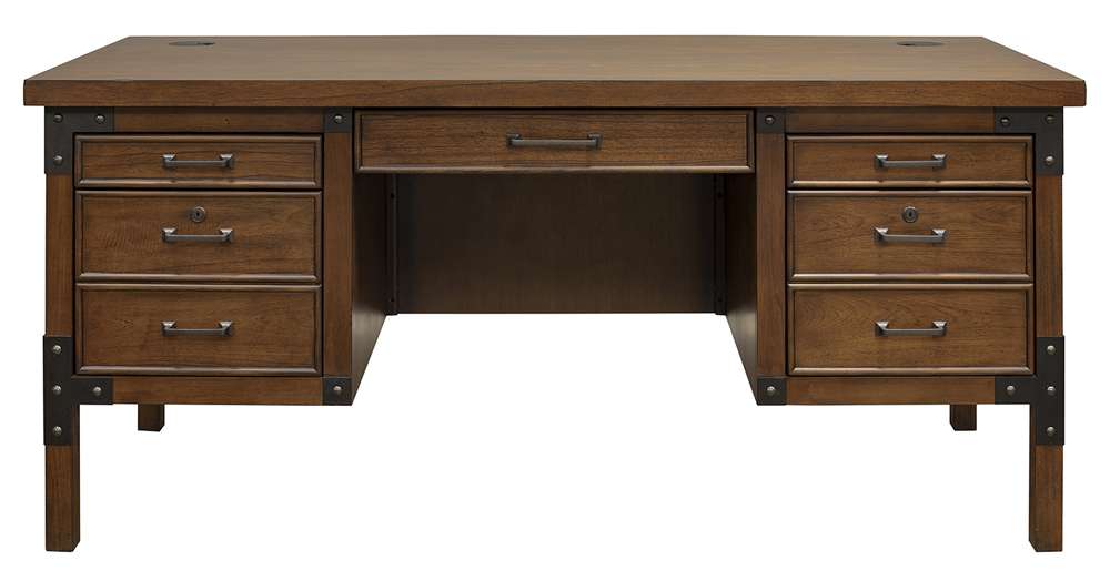 Martin Furniture - Addison Rustic Half Pedestal Executive Desk, Brown - IMAD660 veiw 9