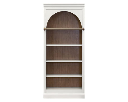 Martin Furniture - Albany - Contemporary 94" Tall Arched Wood Bookcase, Storage Organizer, Office Shelving, Fully Assembled, White - IMAL4094 view 2