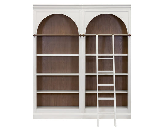 Martin Furniture - Albany - Contemporary 94" Tall Two Piece Arched Wood Bookcase Wall, Office Shelving, Fully Assembled, White - IMAL4094KIT2 view 2
