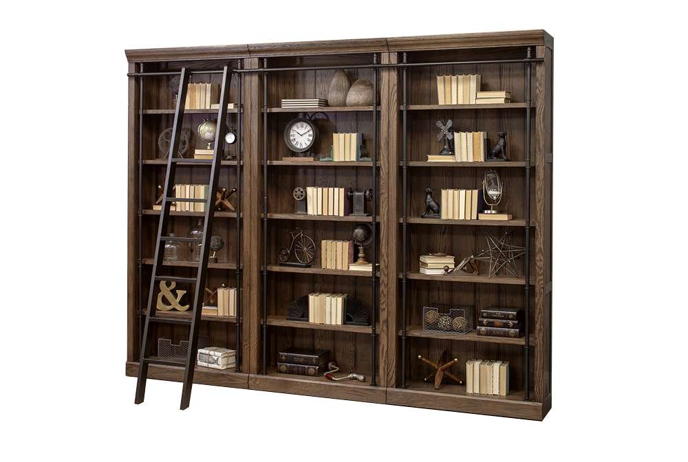 Martin Furniture - Avondale 8 Tall Bookcase Wall With Ladder Set, Brown - AE4094402KIT3 veiw 1