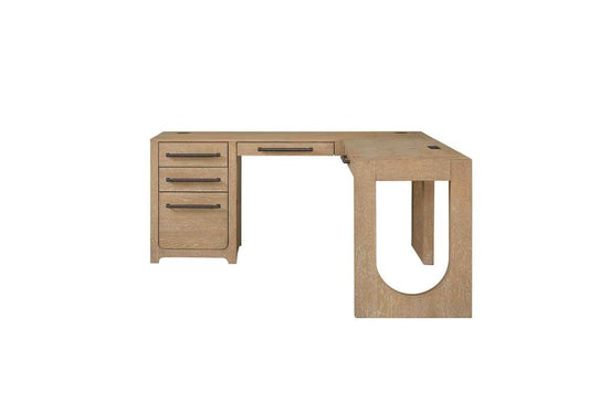 Martin Furniture - Canyon Drive - Modern Wood L-Shape Pedestal Desk with RHF Open Return, Corner Office Desk, Storage Table, Light Brown - IMCD684 veiw 2