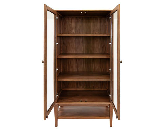 Martin Furniture - Cupertino - Mid-Century Modern Wood Dining Display Cabinet, Kitchen Storage, Bookcase, Brown - IMCU3674D veiw 2