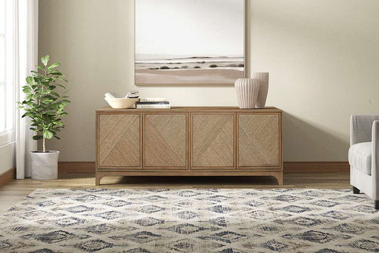 Martin Furniture - Cypress - Coastal Style 70in TV Console, Entertainment Stand, Light Wood Accent Cabinet, Fully Assembled, Brown - IMCY370 veiw 2