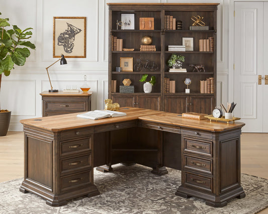 Martin Furniture - Sonoma Executive L-Desk & Return With Solid Wood Plank Tops, Brown - IMSA684R-KIT veiw 2