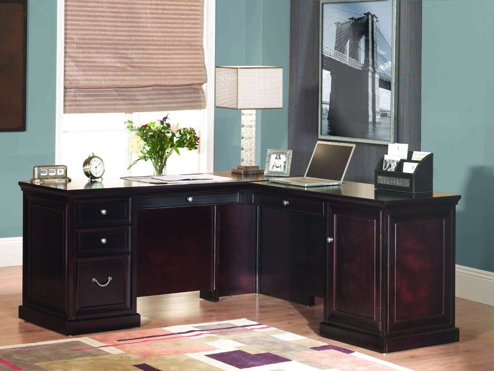 Martin Furniture - Fulton Executive Wood L-Desk and Return, Brown - FL664R-Kit