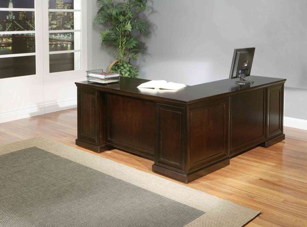 Martin Furniture - Fulton Executive Wood L-Desk and Return, Brown - FL684L-Kit veiw 3