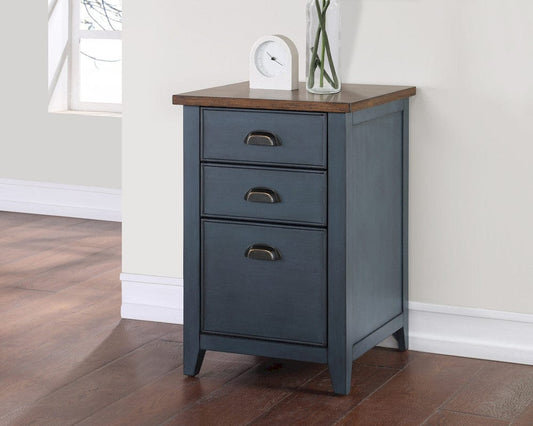 Martin Furniture - Fairmont - Farmhouse Three Drawer Wood File Cabinet, Storage Drawers, Blue - IMFT201B view 2
