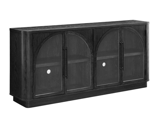 Martin Furniture - Harper - Modern, Contemporary Wood 70in Console with glass doors, TV Stand, Accent Cabinet, Entryway Console, Fully Assembled, Black - IMHP370B veiw 2