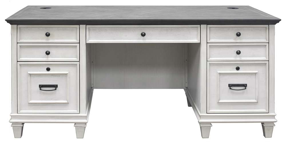 Martin Furniture - Hartford Wood Double Pedestal Desk, Antique White - IMHF680W veiw 4