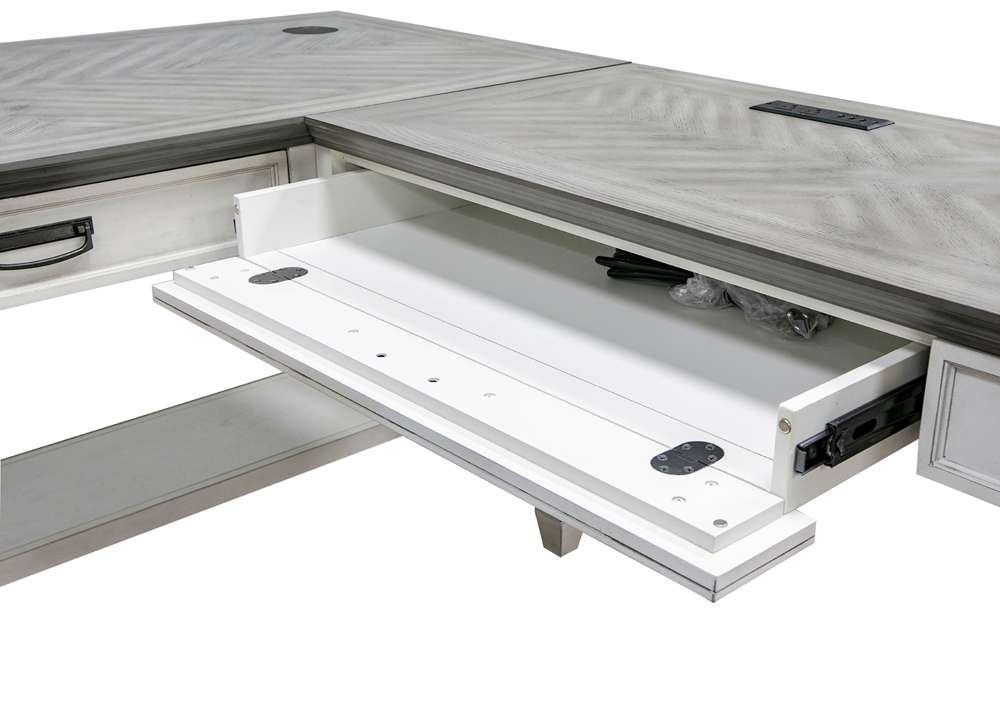 Martin Furniture - Hartford Wood Open L-Desk and Return, White - IMHF386RW-Kit veiw 5