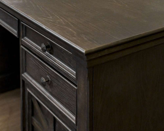 Martin Furniture - Kingston - Traditional Credenza, Wood Office Desk, Writing Table, Storage Desk, Dark Brown - IMKN689 veiw 2