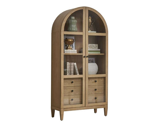 Martin Furniture - Laurel - Modern Wood Arched Display Cabinet/Bookcase, Office Shelving, Storage Cabinet, Fully Assembled, Light Brown - IMLR3678D veiw 2