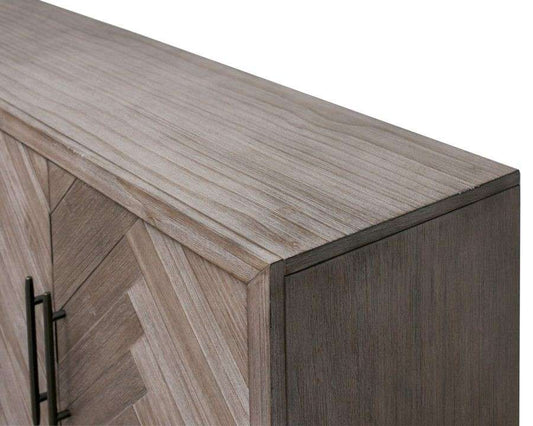 Martin Furniture- Palisades- 90in Six Door TV Console, Entertainment Stand, Wood Accent Cabinet, Fully Assembled, Gray -IMPA390 veiw 2