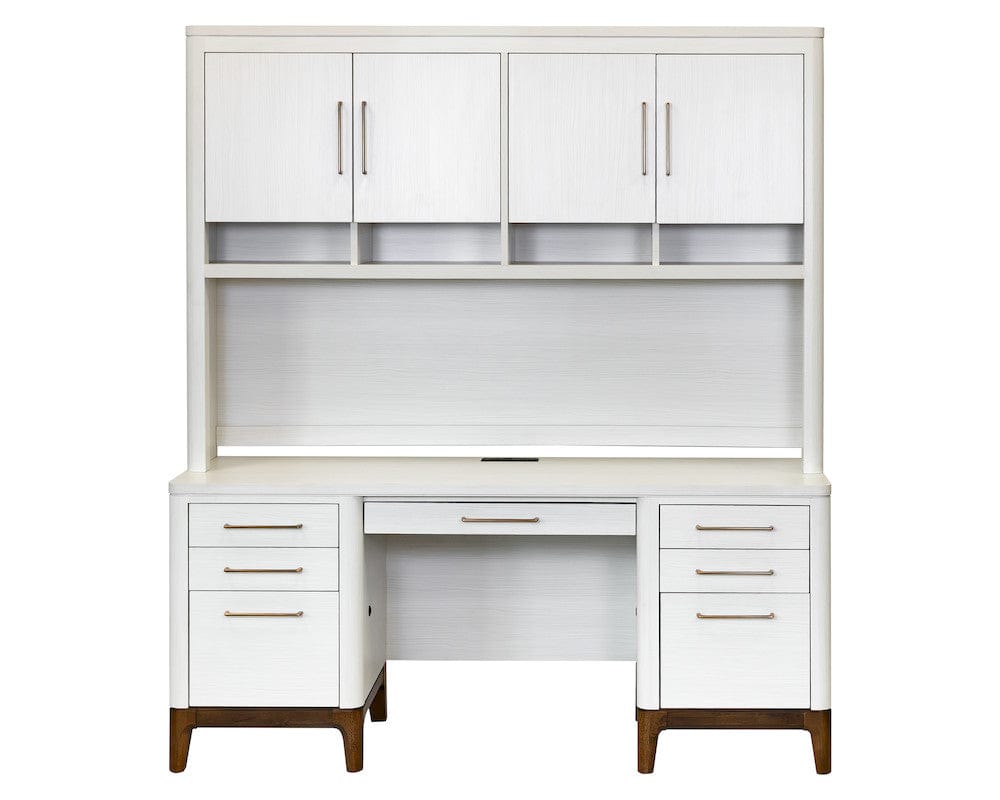 Martin Furniture - Pomona - Contemporary Laminate Wood Office Desk & Hutch, Writing Table, Storage Credenza & Cabinet, White - IMPO682-689KIT view 3