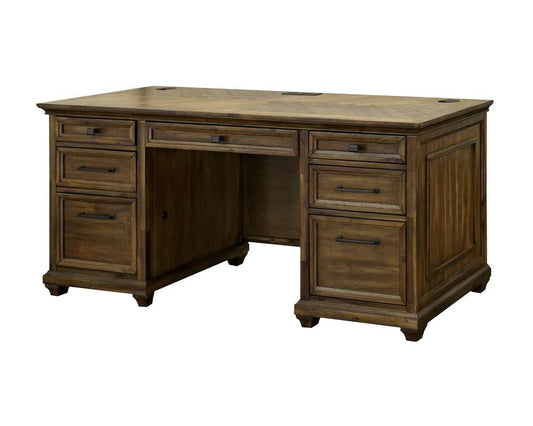 Martin Furniture - Porter - Traditional Credenza, Wood Office Desk, Writing Table, Storage Desk, Brown - IMPR689 veiw 2