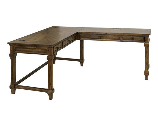 Martin Furniture - Porter - Traditional Wood Open L-Desk & Return, Writing Table, Office Desk, Brown - IMPR386R-KIT veiw 2