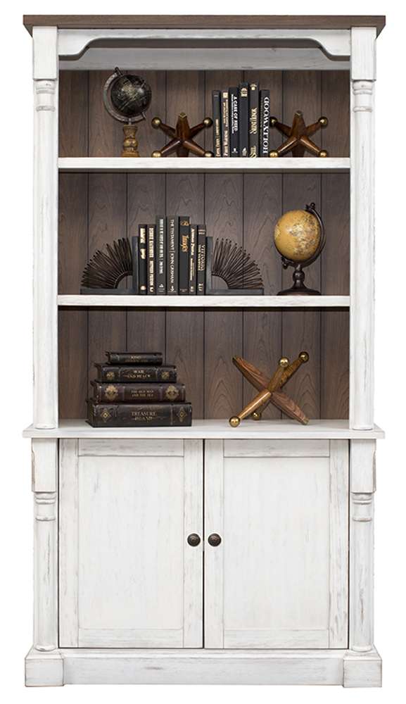 Martin Furniture - Durham Rustic Wood Bookcase With Doors, White - IMDU4278D veiw 4