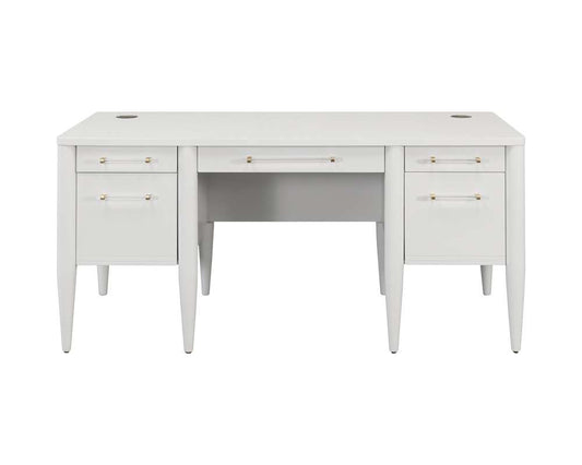 Martin Furniture - Shasta - Contemporary Half-Pedestal Desk, Office Desk, Accent Desk, White - IMSH660 veiw 2