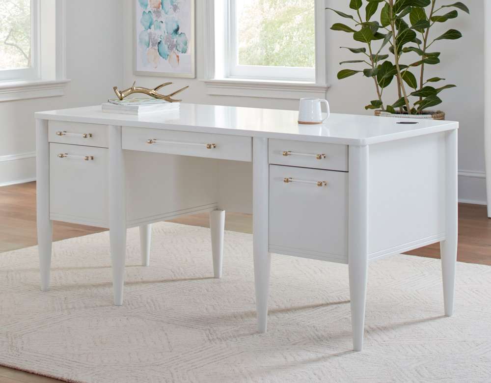 Martin Furniture - Shasta - Contemporary Half-Pedestal Desk, Office Desk, Accent Desk, White - IMSH660 veiw 6