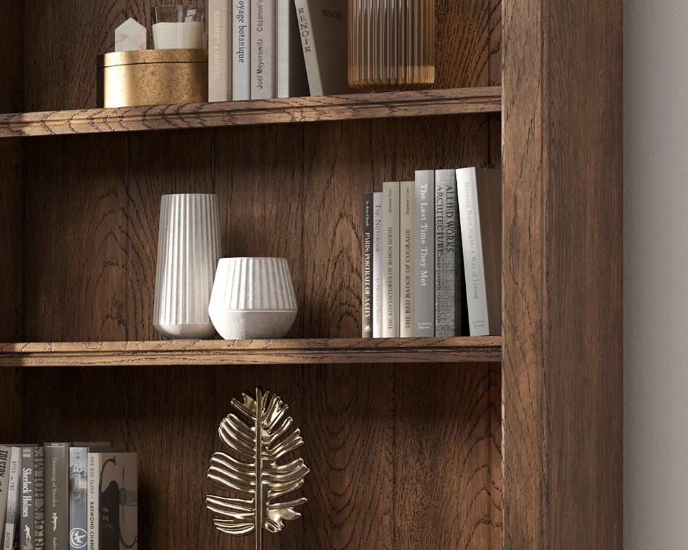 Martin Furniture - Stratton - Traditional 8 Tall Bookcase Wall With Ladder, Storage Organizer, Display Shelf Unit for Office, Living Room, Brown - IMST4094KIT3 veiw 6