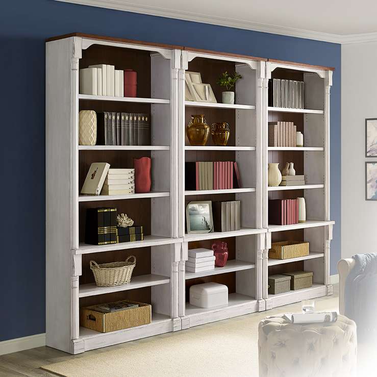 Martin Furniture - Durham Three Rustic Open 8 Wood Bookcases Set, White - IMDU4294-Kit3 veiw 1