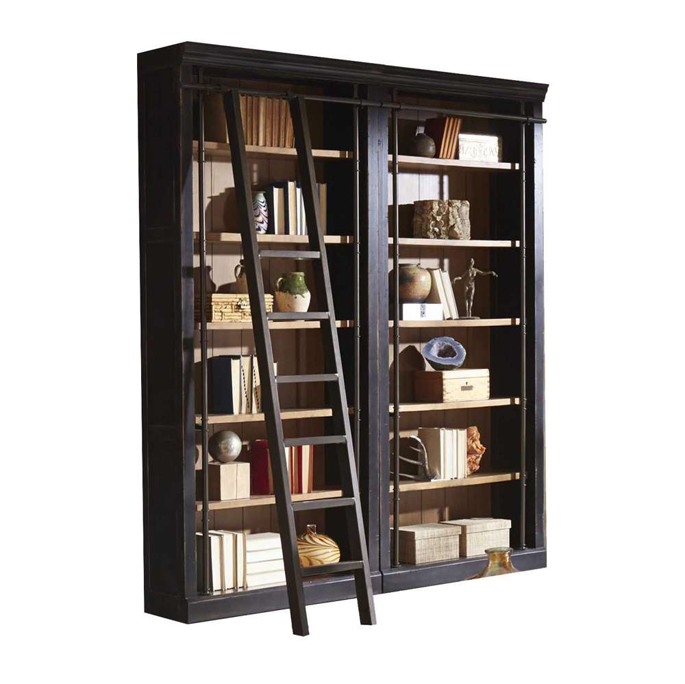 Martin Furniture - Toulouse 8 Tall Bookcase Wall With Ladder Set, Black - TE4094402KIT2 veiw 1