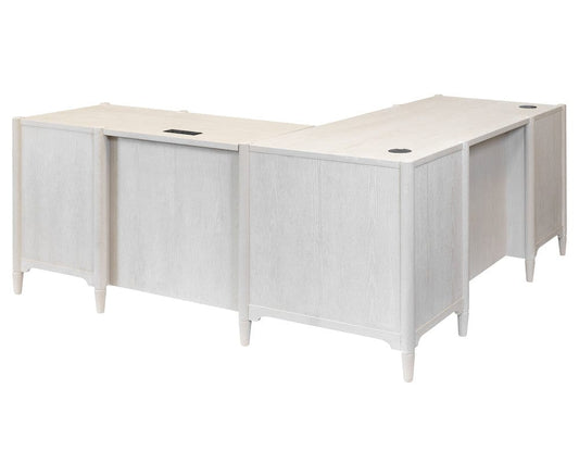 Martin Furniture - Towne - Executive Wood Double Pedestal L-Desk, Corner Table, Office Storage, White - IMTO684R-KIT view 2