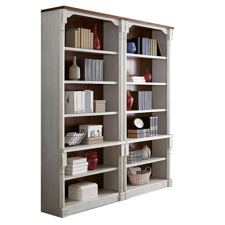 Martin Furniture - Durham Two Rustic Open 8 Wood Bookcases Set, White - IMDU4294-Kit2 veiw 1