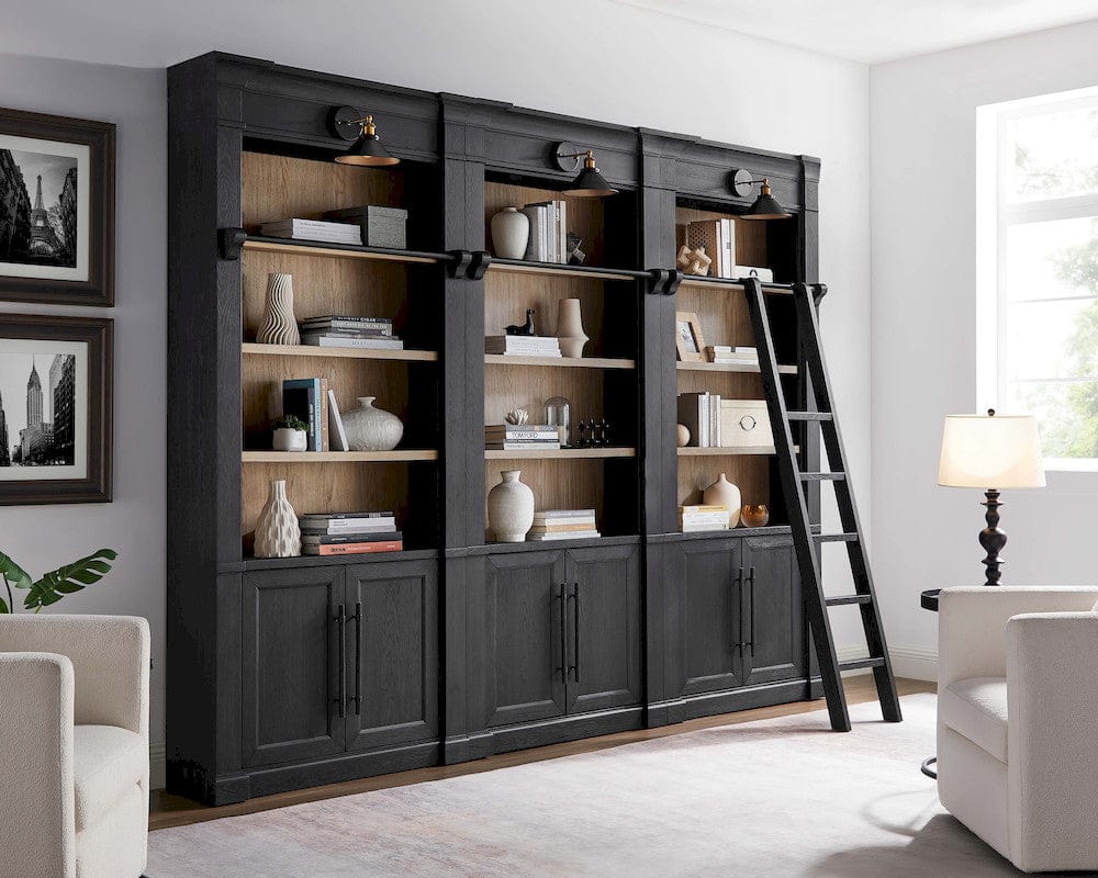Martin Furniture - Willow Lane - Three 8 Tall Bookcase Wall With Ladder, Storage Organizer, Display Shelf for Office, Black - IMWL4094BKIT3 view 2