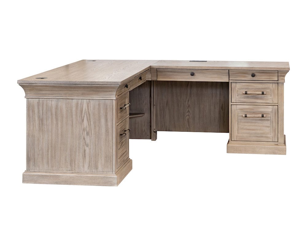 Martin Furniture - Willow Lane - Traditional Executive Wood Double Pedestal L-Desk, Corner Desk, Office Table, Brown - IMWL684RN-KIT view 12