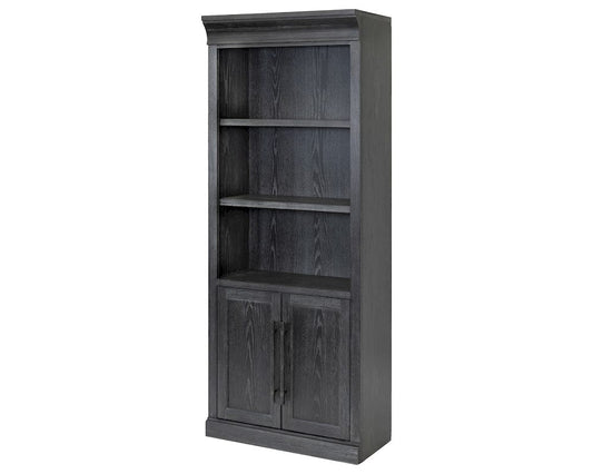 Martin Furniture - Willow Lane - Traditional Wood Bookcase with Doors, Office Storage, Fully Assembled, Black - IMWL3280DB view 2