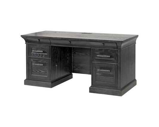 Martin Furniture - Willow Lane - Traditional Wood Executive Desk, Storage Office Credenza, Fully Assembled, Black - IMWL689B view 2