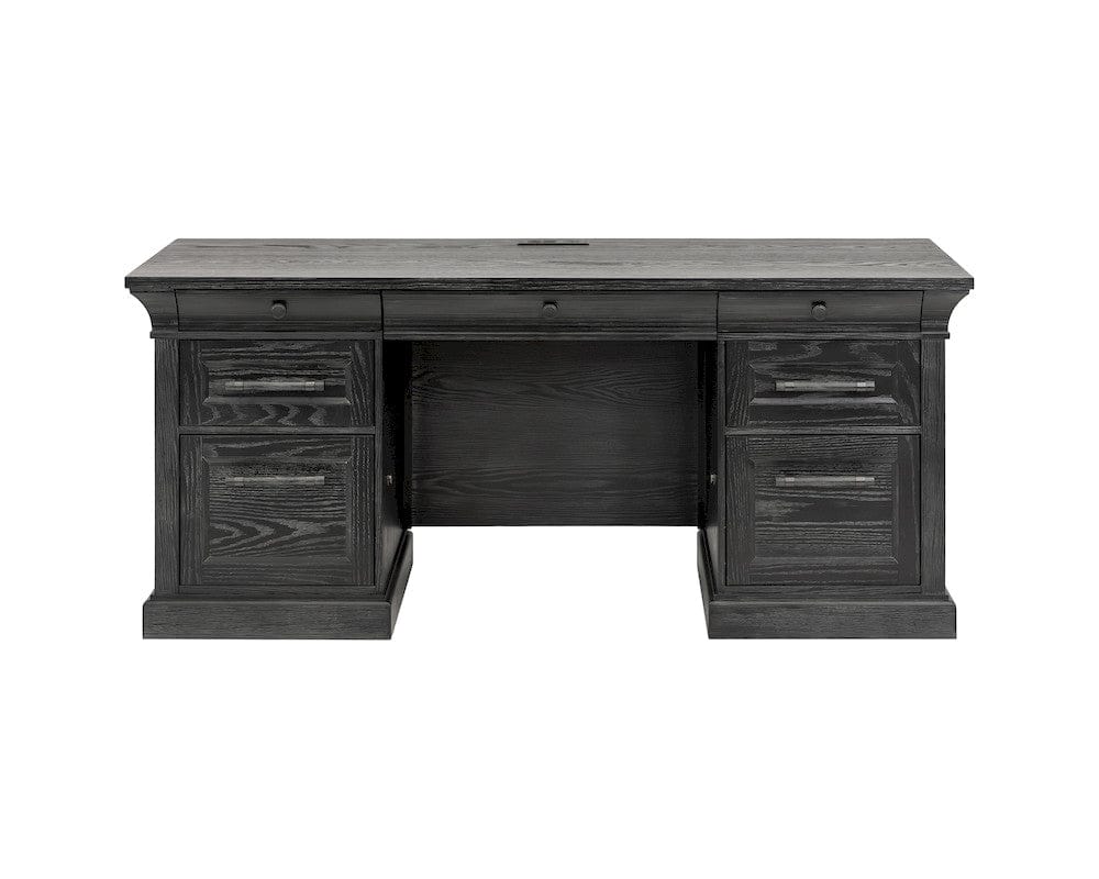 Martin Furniture - Willow Lane - Traditional Wood Executive Desk, Storage Office Credenza, Fully Assembled, Black - IMWL689B view 12