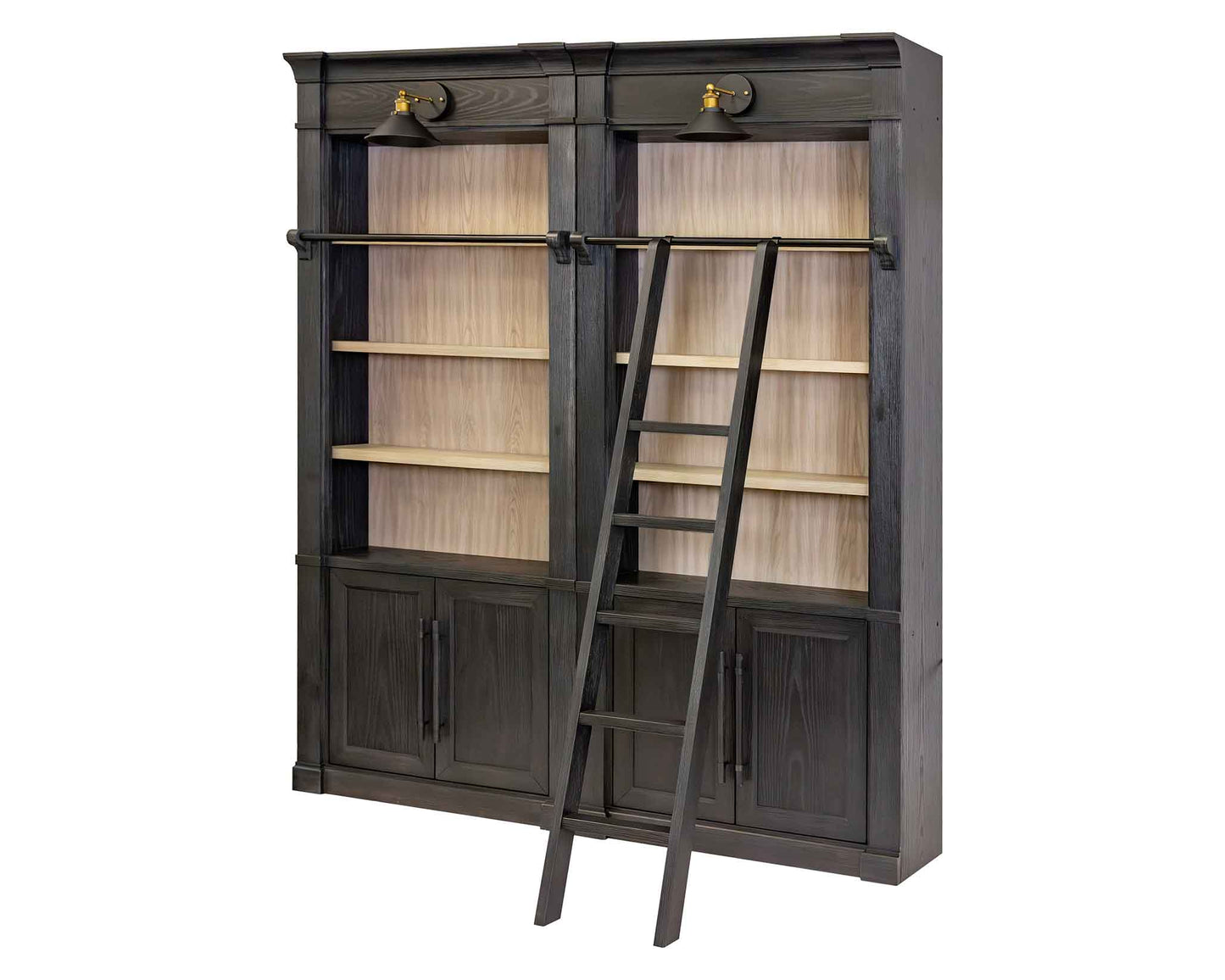 Martin Furniture - Willow Lane - Two 8 Tall Bookcase Wall With Ladder, Storage Organizer, Display Shelf for Office, Black - IMWL4094BKIT2 veiw 1