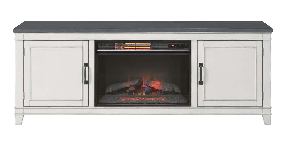 Martin Svensson Home - Del Mar 70in TV Stand with Electric Fireplace, White and Grey - 910129F veiw 5