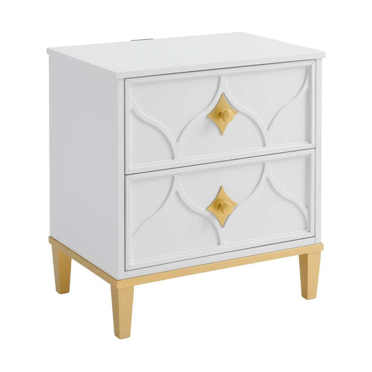 Martin Svensson Home - Emma 2- Drawer Nightstand White and Gold - 6805722 veiw 2