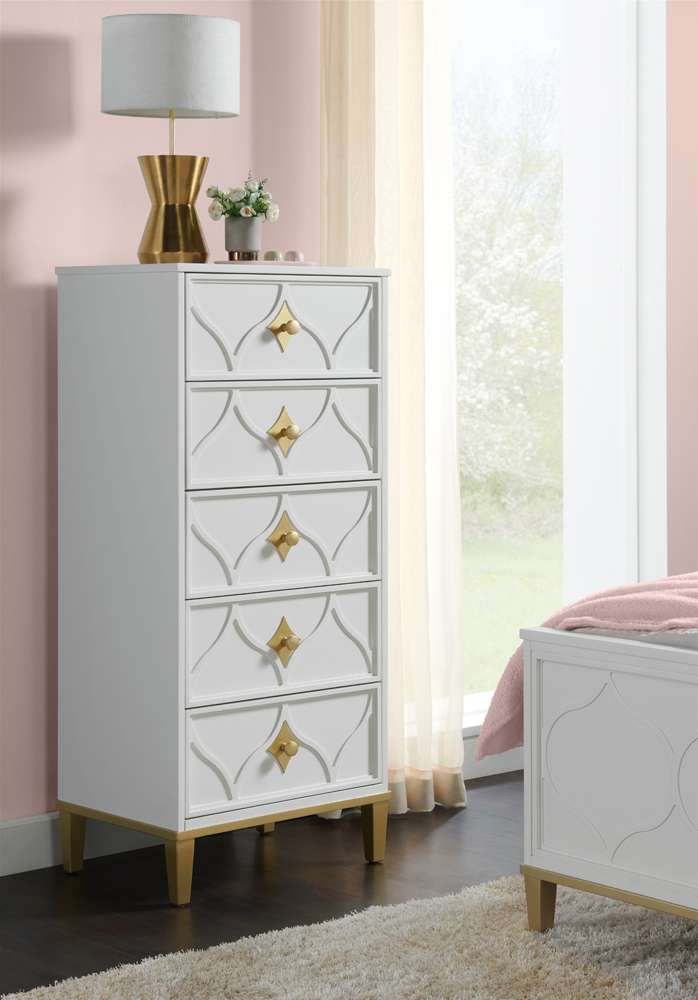 Martin Svensson Home - Emma 5-Drawer Lingerie Chest, White and Gold - 6805724 veiw 2