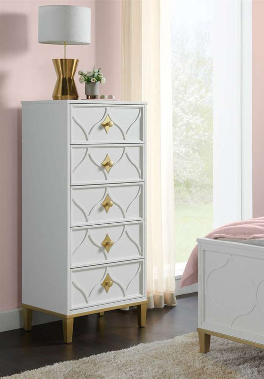 Martin Svensson Home - Emma 5-Drawer Lingerie Chest, White and Gold - 6805724 veiw 2