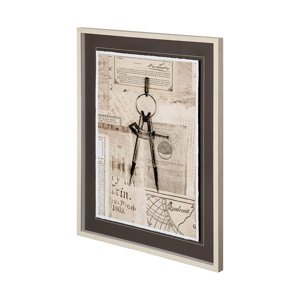 Mercana - Academic Drafters Compass by Brenn Harvey Hand Embellished Framed Art Print Matted under Glass - 12201 view 1