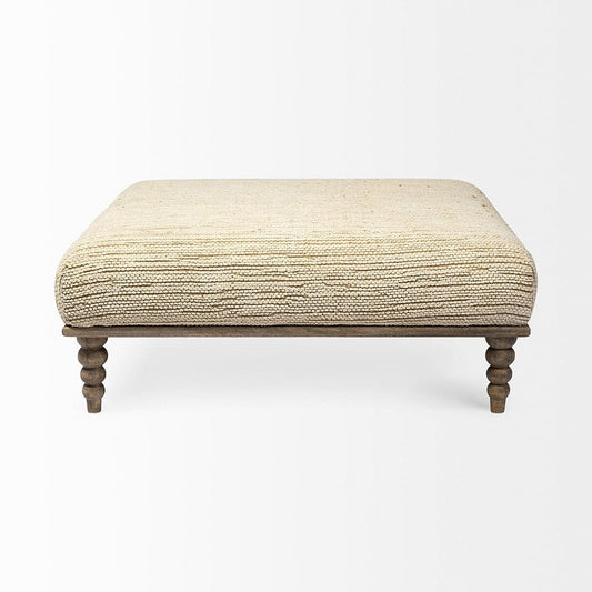 Mercana - Alder I 42L x 42W Upholstered Cream Seat With Brown Wooden Base Accent Bench - 68743_CLOSEOUT view 2