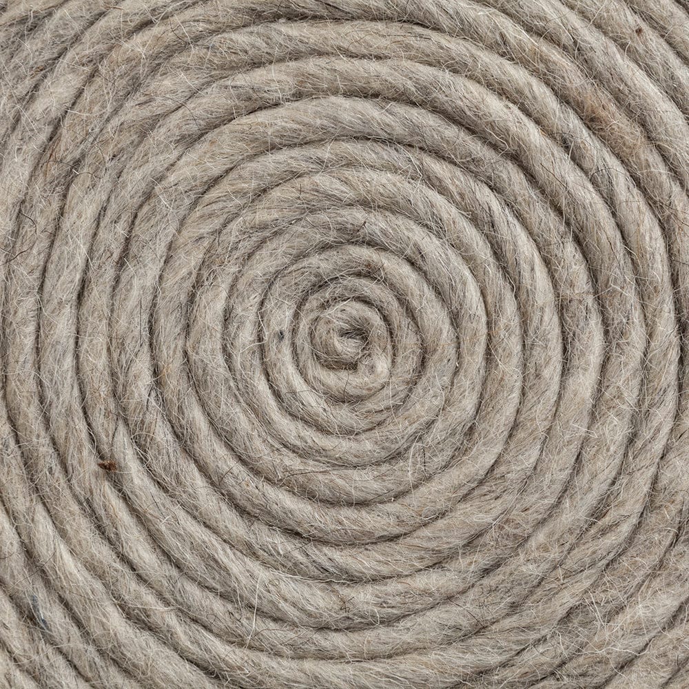 Mercana - Allium Oatmeal Handwoven Wool Cylindrical Pouf - 68729 view 8