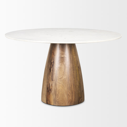 Mercana - Allyson 48" Round Brown Wood Pedestal w/ White Marble Top Dining Table - 70565-AB view 2