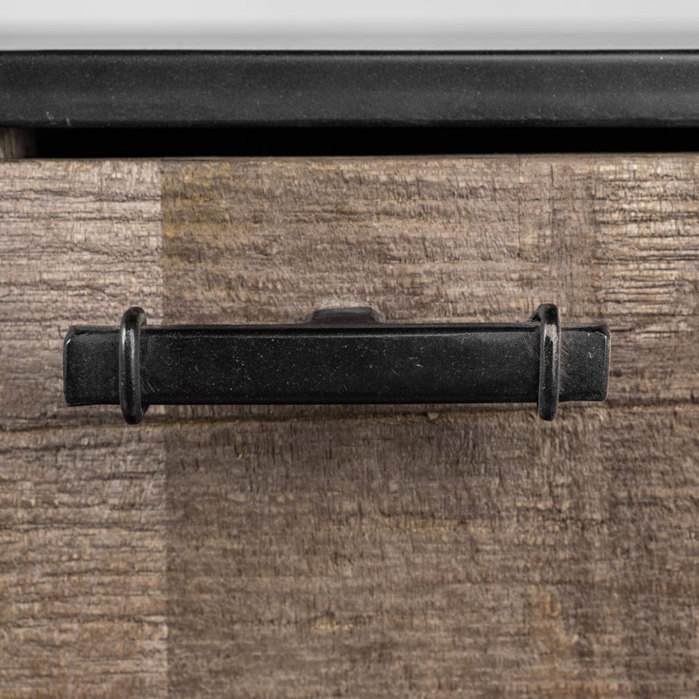 Mercana - Alvin 82x20 Brown Solid Wood With Black Metal Frame 3 Drawer 2 Cabinet Door Sideboard - 67851 view 6