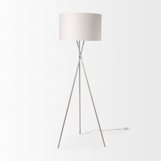 Mercana - Ambrose 20.0L x 20.0W x 61.8H Silver Metal W/Beige Fabric Shade Floor Lamp - 69844_CLOSEOUT view 2