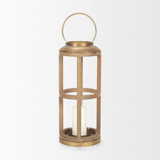 Mercana - Andy II Small Natural Wood Cylindrical Lantern - 68442_CLOSEOUT view 2