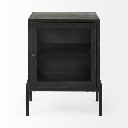 Mercana - Arelius 20L x 18W x 26H Black-Brown Wood W/ Black Metal Frame End/Side Table - 69207 view 2