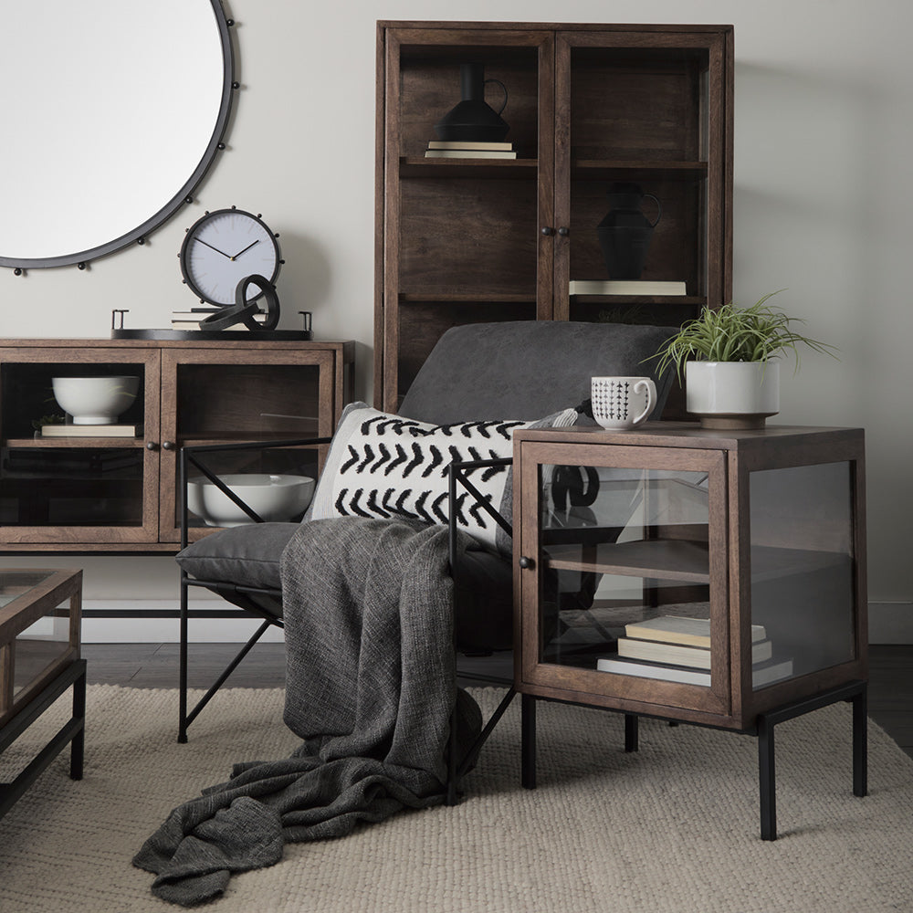 Mercana - Arelius 20L x 18W x 26H Medium Brown Wood W/ Black Metal Frame End/Side Table - 69302 view 13