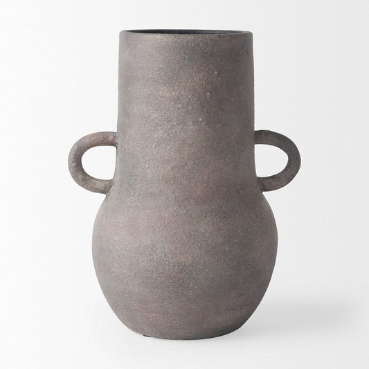 Mercana - Armani 10.4H Brown-Gray Double Ear Ceramic Vase - 70076 view 2